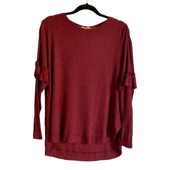 Democracy Long Sleeve Maroon Top Womens Large - Picture 3 of 11